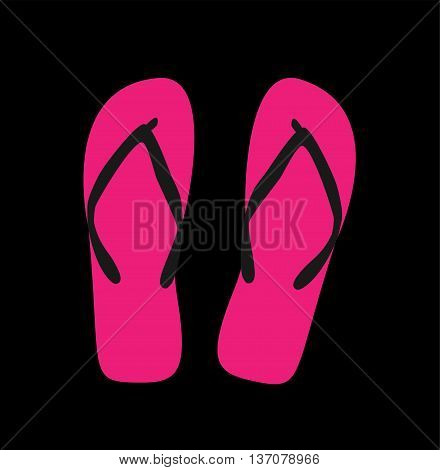 Pair of flip-flops. Vector illustration, pink color