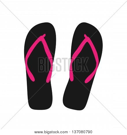 Pair of flip-flops. Vector illustration. black color