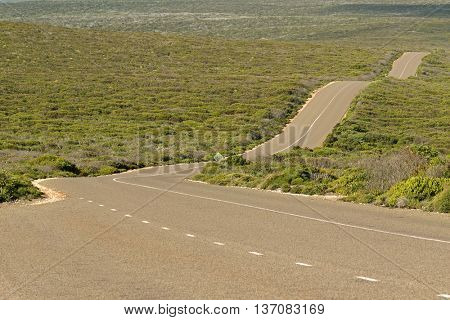 Boxer Drive, windy wavy roadway, located on Kangaroo Island, South Australia