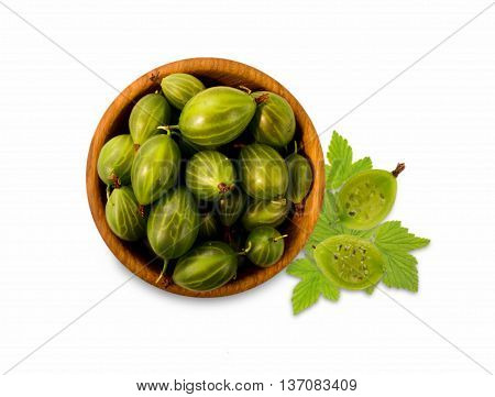 Ripe and tasty gooseberry isolated on white background.