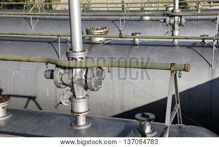 Valves On The Very Long Pressure Vessel Of A Plant  Of Natural G