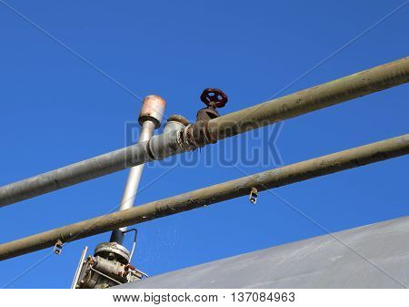 Vent Pipe Above The Large Cylinder For The Storage Of Natural Ga