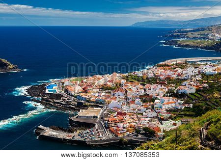 beautiful aerial view of the Garachico town Tenerife Canary Islands Spain