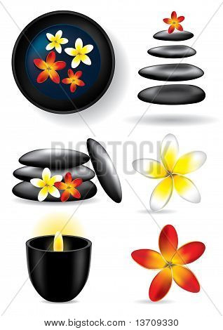 スパ要素 - キャンドル、花、石 - ベクター画像