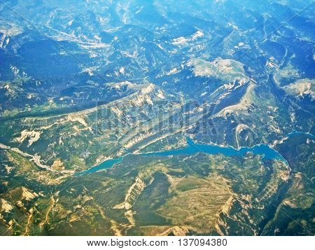 Lake Lac De Castillon - Aerial View
