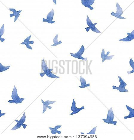 Cute small birds. Seamless pattern for fashion design. Pastel watercolor
