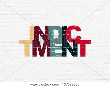 Law concept: Painted multicolor text Indictment on White Brick wall background
