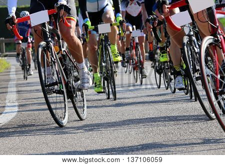 Cyclists Run Fast On Bicycles During The Sports Competition
