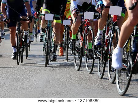 Cyclists Run Fast On Bicycles During The Sports Competition