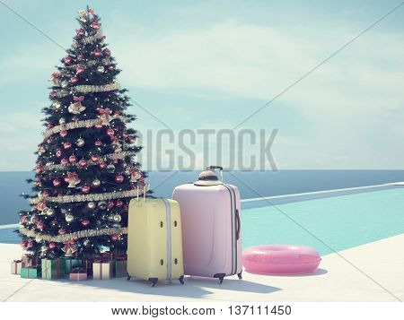 A different Christmas, we change the snow and cold. 3d rendering