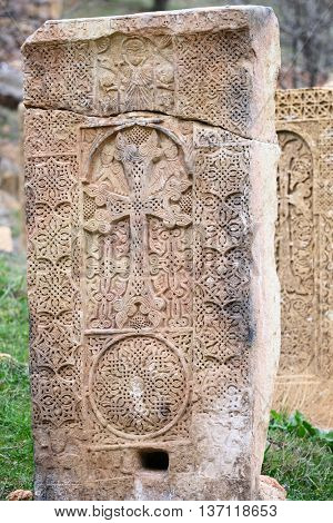 Sacred place at Ancient monastery Noravank in the mountains in Amaghu valley, Armenia. Was founded in 1205. 