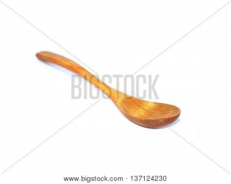 Japanese wooden soup spoon isolated on white background
