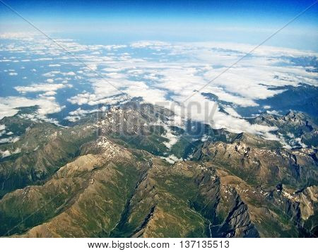 Mountain Landscape Near Monte Viso, Italy - Aerial View