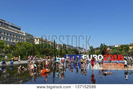 Uefa Euro 2016 Letters At Promenade Du Paillon In Nice, France