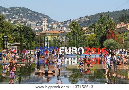 Uefa Euro 2016 Letters At Promenade Du Paillon In Nice, France