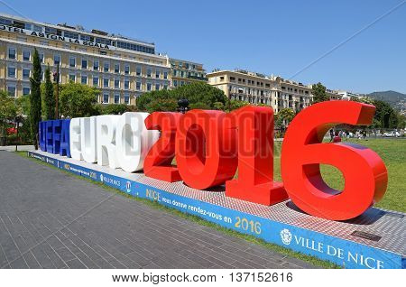 Uefa Euro 2016 Letters At Promenade Du Paillon In Nice, France