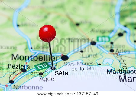 Sete pinned on a map of France