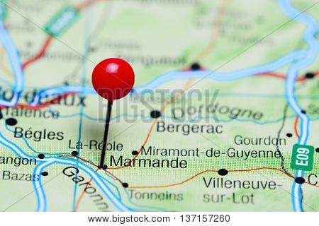 Marmande pinned on a map of France