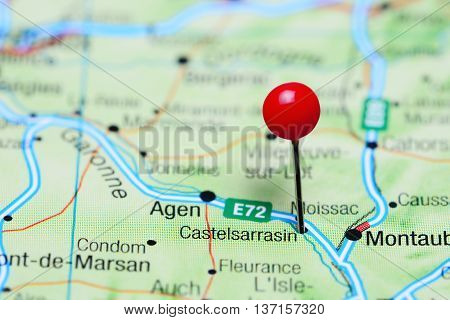 Castelsarrasin pinned on a map of France