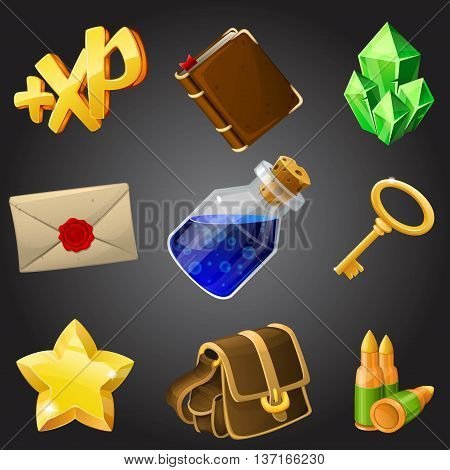 Icons collection in cartoon style. vector illustration.