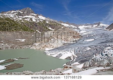 Rhone glacier, source of Rhone river