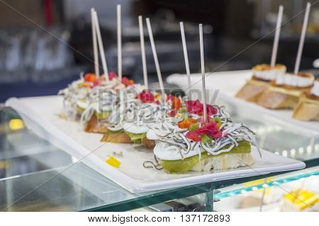 Pintxos or tapas famous spanish canapes party finger food