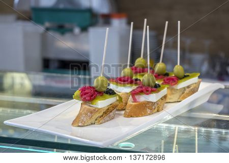 Pintxos or tapas famous spanish canapes party finger food
