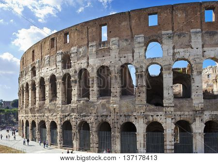 Italy. Rome. The ancient Collosseo in a sunny day