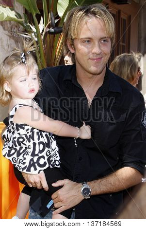 Larry Birkhead and Dannielynn Birkhead at the Simpsons Ride Opening Celebration Party held at the Universal Studios Hollywood in Universal City, USA on May 17, 2008. 