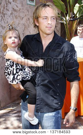 Larry Birkhead and Dannielynn Birkhead at the Simpsons Ride Opening Celebration Party held at the Universal Studios Hollywood in Universal City, USA on May 17, 2008. 