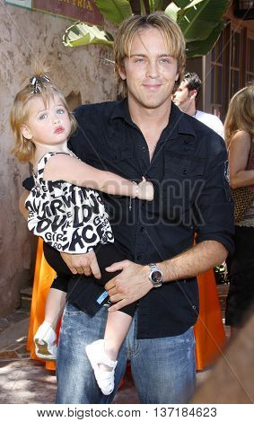 Larry Birkhead and Dannielynn Birkhead at the Simpsons Ride Opening Celebration Party held at the Universal Studios Hollywood in Universal City, USA on May 17, 2008. 