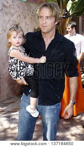 Larry Birkhead and Dannielynn Birkhead at the Simpsons Ride Opening Celebration Party held at the Universal Studios Hollywood in Universal City, USA on May 17, 2008. 