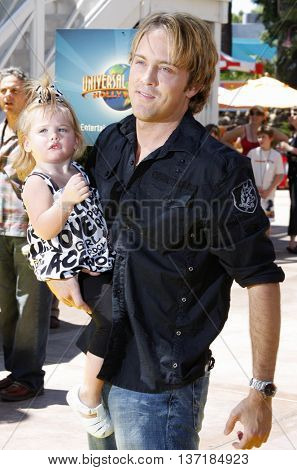 Larry Birkhead and Dannielynn Birkhead at the Simpsons Ride Opening Celebration Party held at the Universal Studios Hollywood in Universal City, USA on May 17, 2008. 