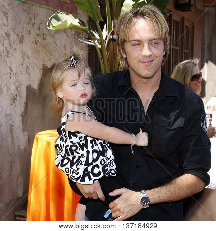 Larry Birkhead and Dannielynn Birkhead at the Simpsons Ride Opening Celebration Party held at the Universal Studios Hollywood in Universal City, USA on May 17, 2008. 