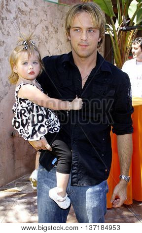 Larry Birkhead and Dannielynn Birkhead at the Simpsons Ride Opening Celebration Party held at the Universal Studios Hollywood in Universal City, USA on May 17, 2008. 