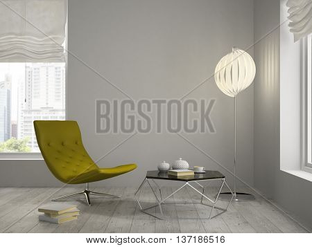 Interior modern design room 3D rendering