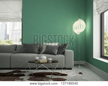 Interior modern design room 3D rendering