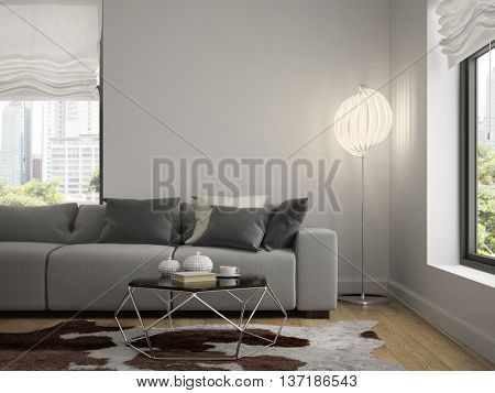 Interior modern design room 3D rendering