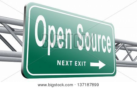 Open source program software program or economy freeware internet data computer sharing,isolated, on white background.3D illustration
