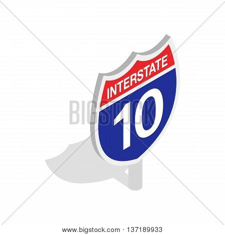 Interstate highway sign icon in isometric 3d style isolated on white background