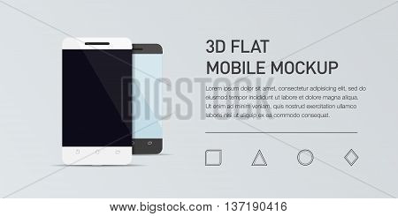 Minimalistic vector flat illustration of mobile phone. Mockup generic smartphone. Template for infographic or presentation. UI design. Concept graphic, UIX, web banner, printed material