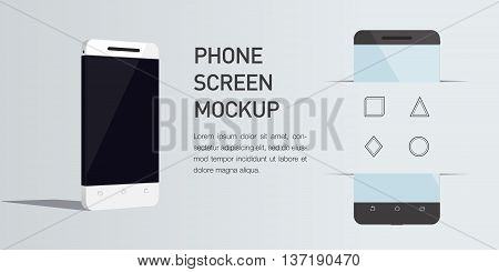 Vector minimalistic 3d isometric illustration cell phone. perspective view. Mockup generic smartphone. Template for infographic or presentation UI design. Concept graphic, UIX, web banner, printed material