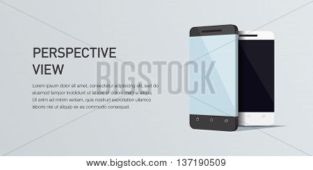 Vector minimalistic 3d isometric illustration cell phone. perspective view. Mockup generic smartphone. Template for infographic or presentation UI design. Concept graphic, UIX, web banner, printed material