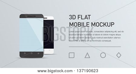 Minimalistic vector flat illustration of mobile phone. Mockup generic smartphone. Template for infographic or presentation. UI design. Concept graphic, UIX, web banner, printed material