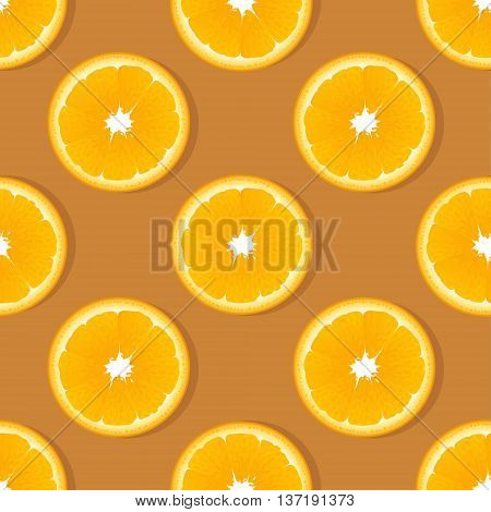 Orange slice fruit seamless pattern. Citrus color vector background