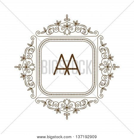 Vector sign monogram logo and badge emblem line art vector illustration. Emblem monogram luxury badge logo template flourishes calligraphic elegant ornament line vector