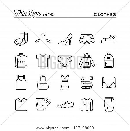 Clothing thin line icons set vector illustration