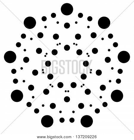 Dots, Circles Radial, Radiating Motif, Element. Abstract Minimal Halftone, Pointillist Design
