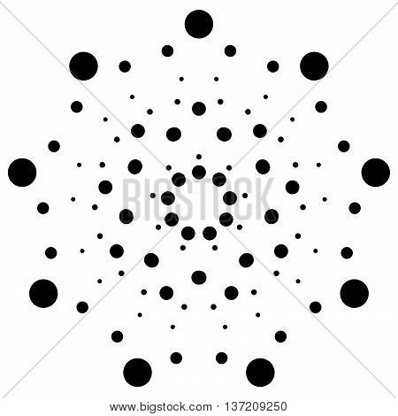 Dots, Circles Radial, Radiating Motif, Element. Abstract Minimal Halftone, Pointillist Design