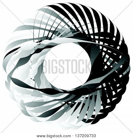 Random Circular Element. Abstract Monochrome Graphic On White.